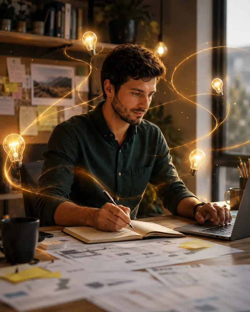 Profissional analisando documentos em sua mesa de trabalho